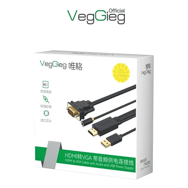 Cable Adaptador Conversor Hdmi A Vga Audio Usb Veggieg 4