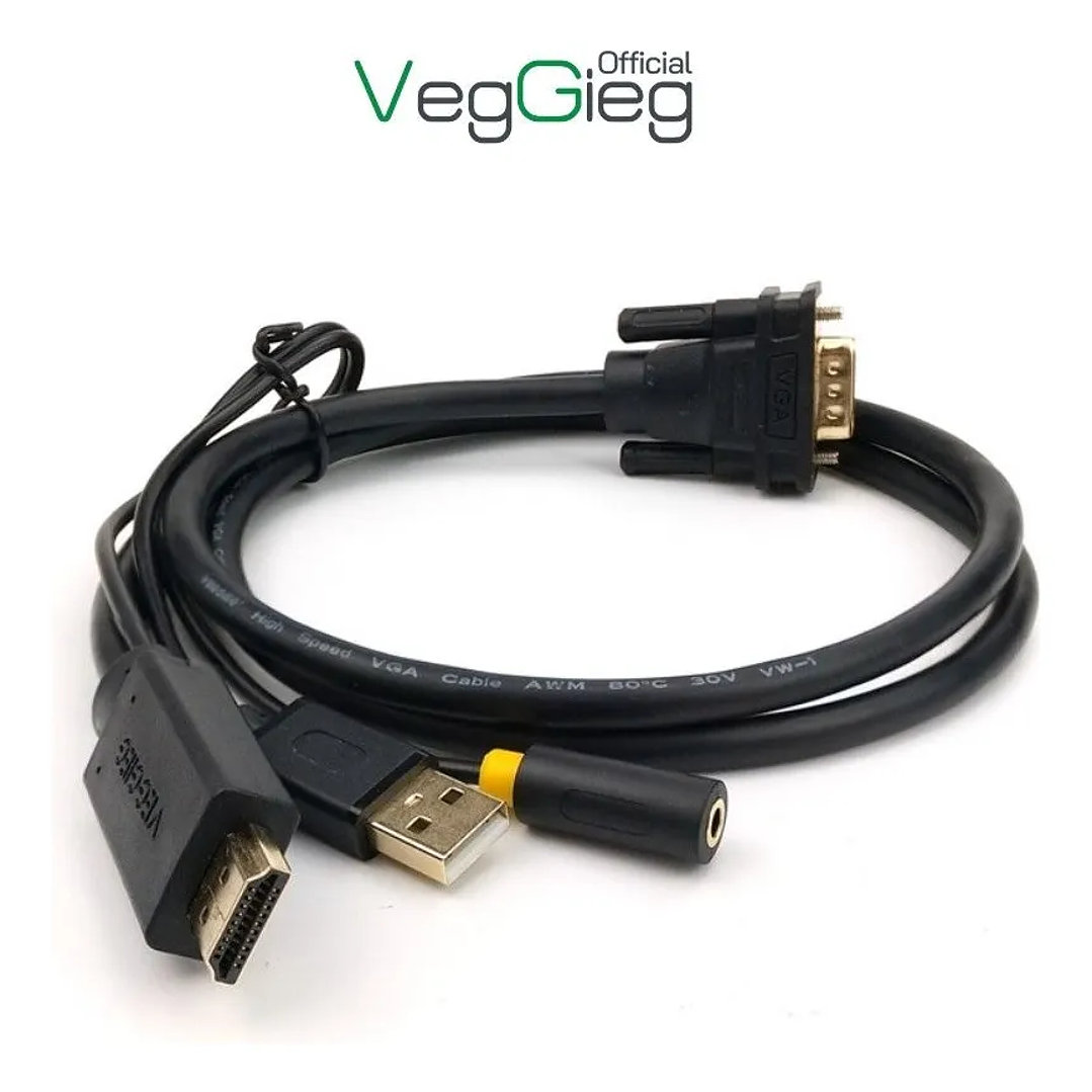 Cable Adaptador Conversor Hdmi A Vga Audio Usb Veggieg 5
