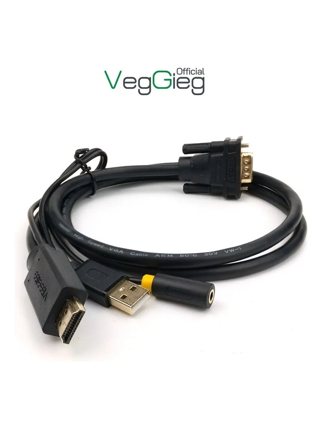Cable Adaptador Conversor Hdmi A Vga Audio Usb Veggieg 5