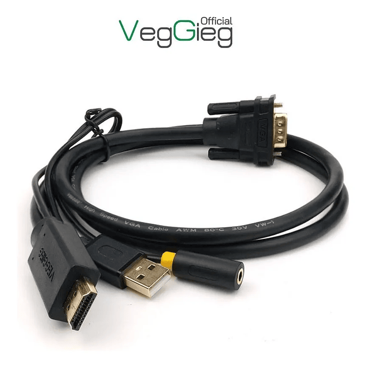Cable Adaptador Conversor Hdmi A Vga Audio Usb Veggieg 5
