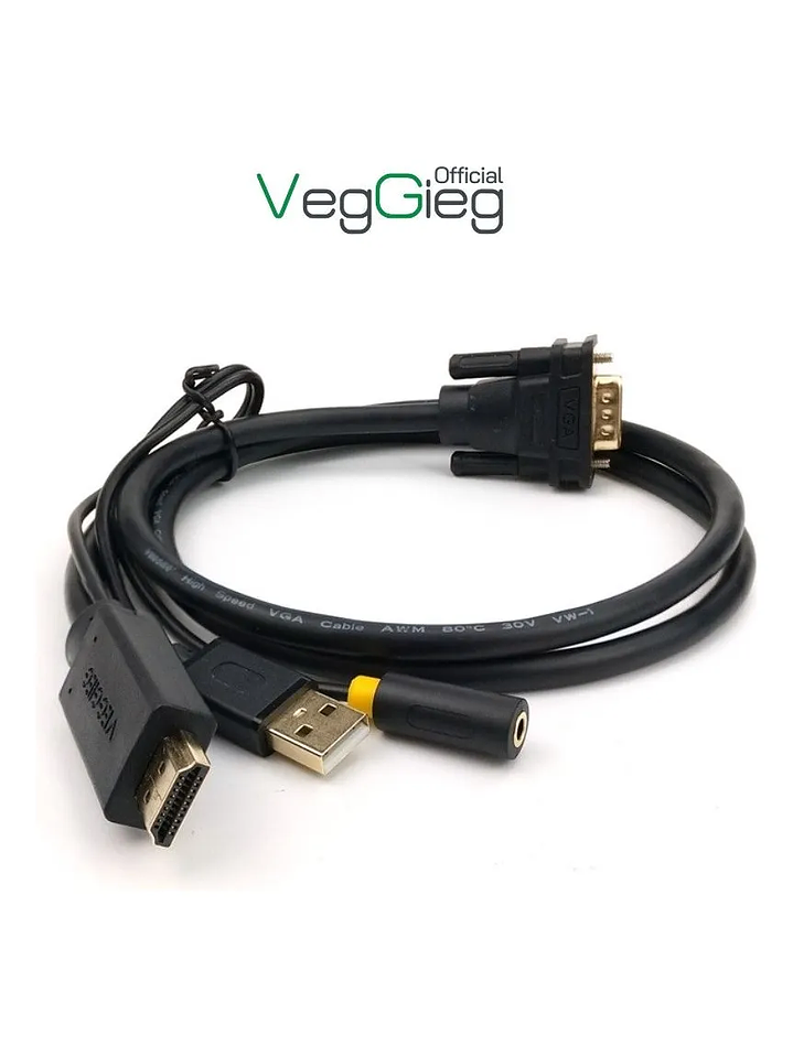 Cable Adaptador Conversor Hdmi A Vga Audio Usb Veggieg 5