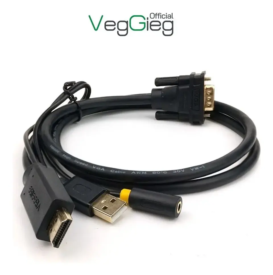 Cable Adaptador Conversor Hdmi A Vga Audio Usb Veggieg 5