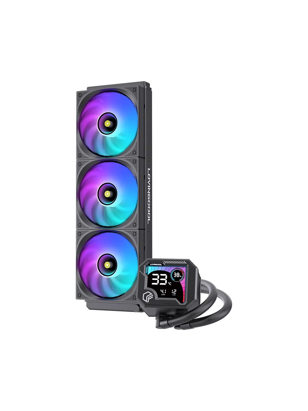 Refrigeración Líquida Cooler Gaming AIO  360mm Argb Ak-3 Lovingcool Negro pantalla digital 1