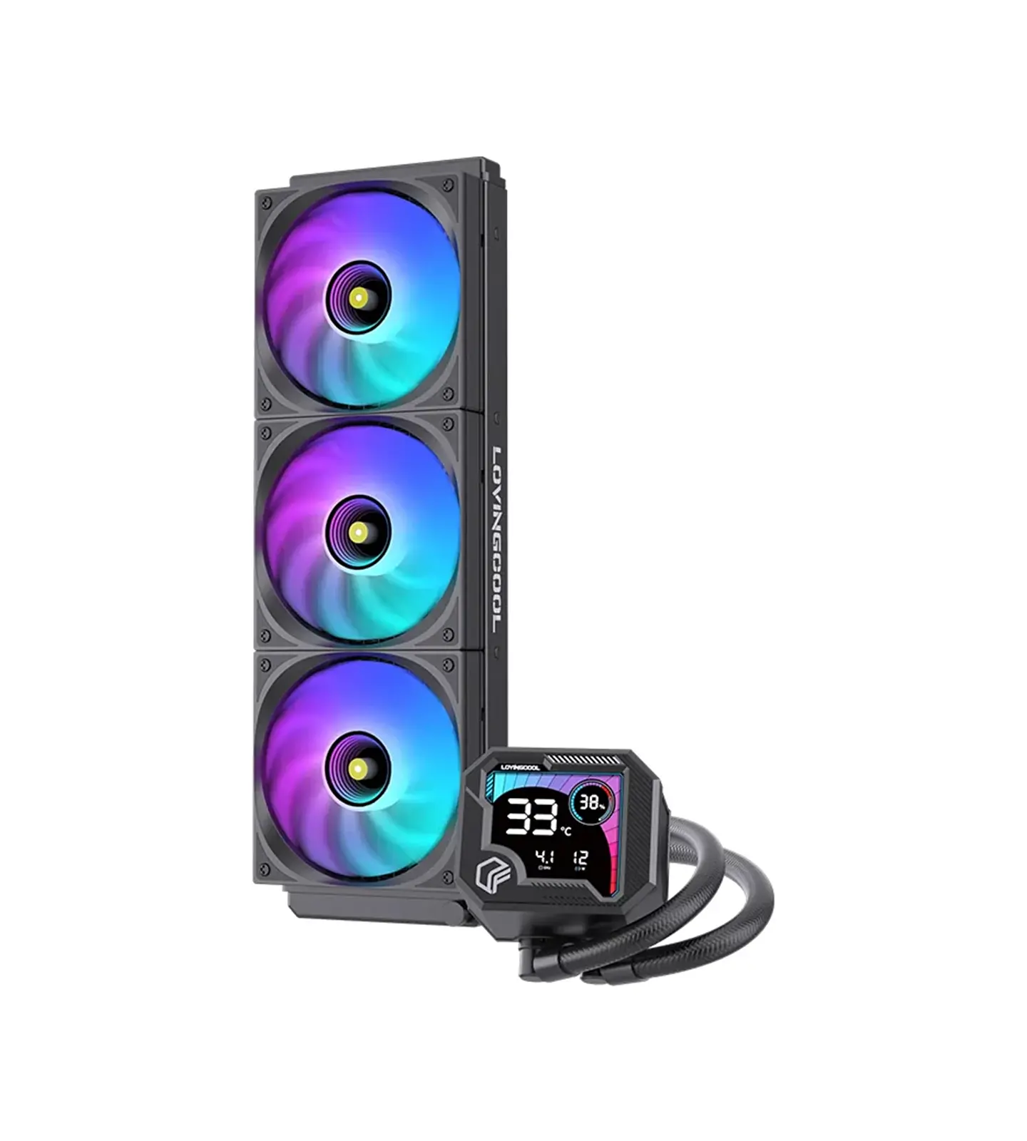 Refrigeración Líquida Cooler Gaming AIO  360mm Argb Ak-3 Lovingcool Negro pantalla digital 1