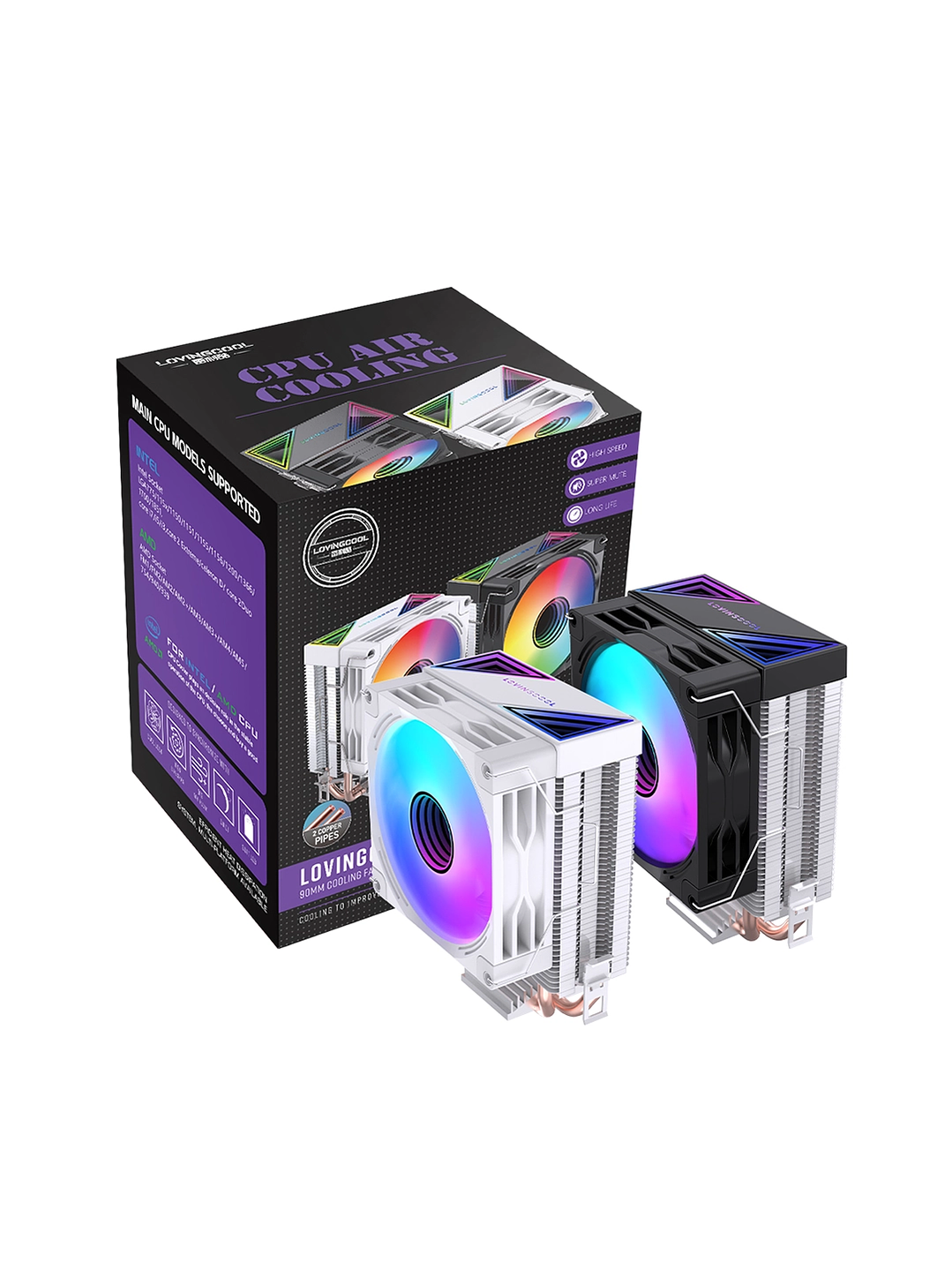 Enfriador Cpu Lovingcool 2 Heatpipes + rgb 90mm Amd Intel 150 TDP 1