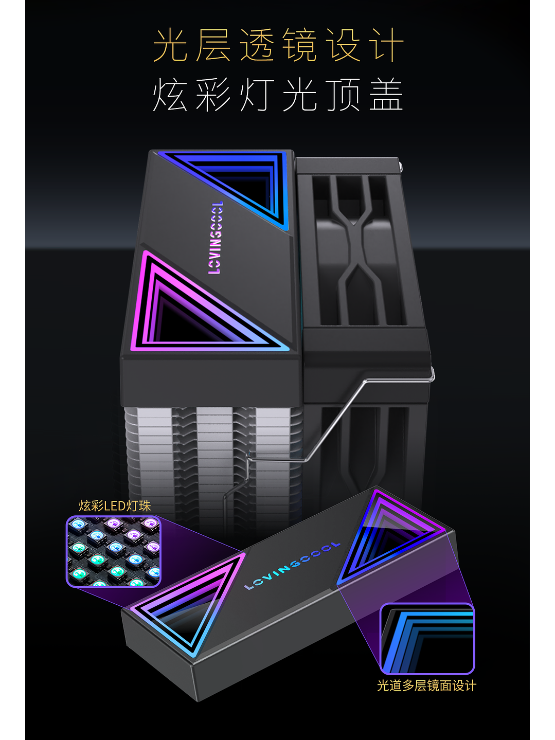 Enfriador Cpu Lovingcool 2 Heatpipes + rgb 90mm Amd Intel 150 TDP 4