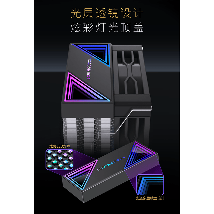 Enfriador Cpu Lovingcool 2 Heatpipes + rgb 90mm Amd Intel 150 TDP 4