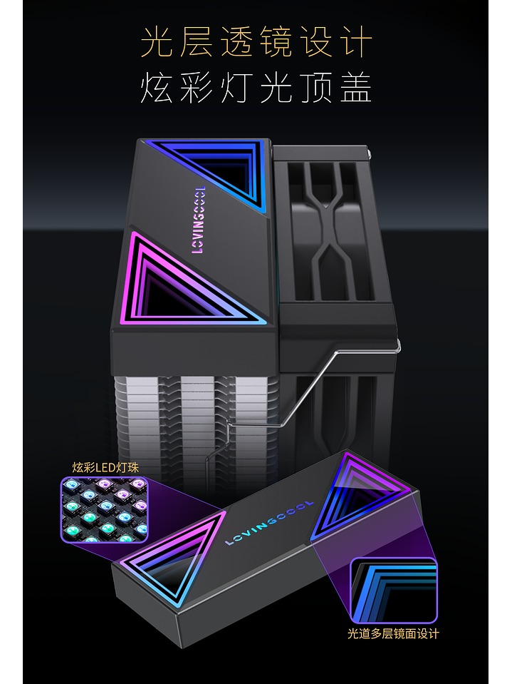 Enfriador Cpu Lovingcool 2 Heatpipes + rgb 90mm Amd Intel 150 TDP 4