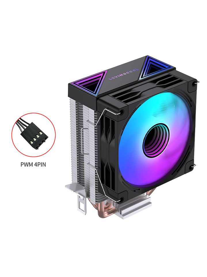 Enfriador Cpu Lovingcool 2 Heatpipes + rgb 90mm Amd Intel 150 TDP 7