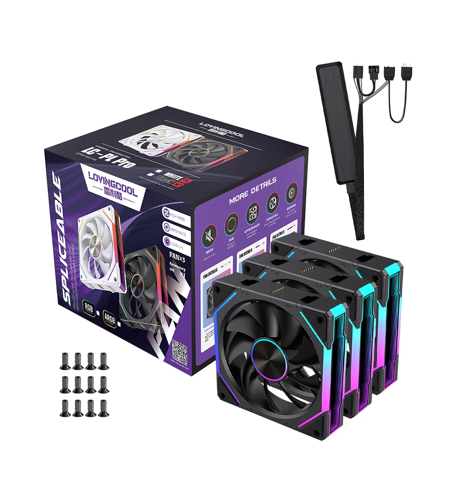 Ventiladores Pc 120mm ARgb Lovingcool 120 Kit Pack 3 Unids  1