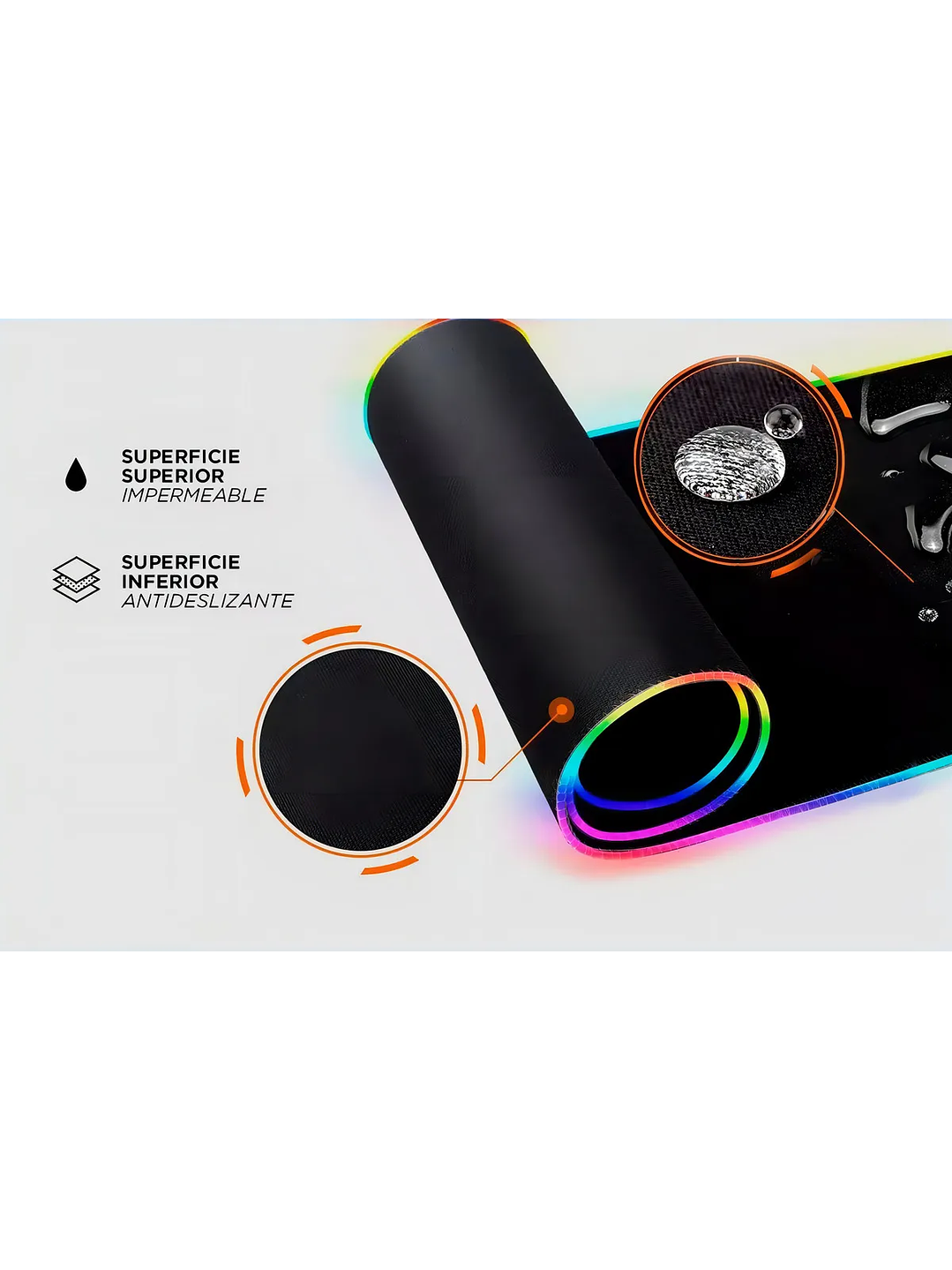 Mouse Pad Gamer Antideslizante Luz Led Xl Excelente Touch Color Negro 2