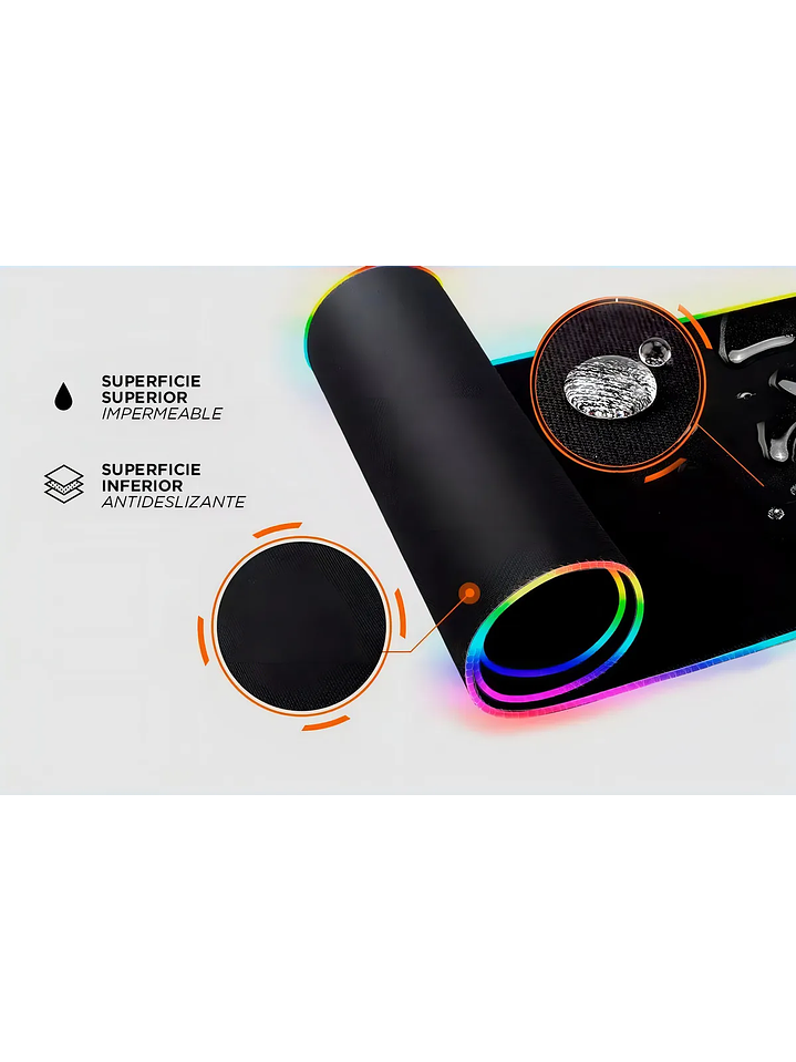 Mouse Pad Gamer Antideslizante Luz Led Xl Excelente Touch Color Negro 2