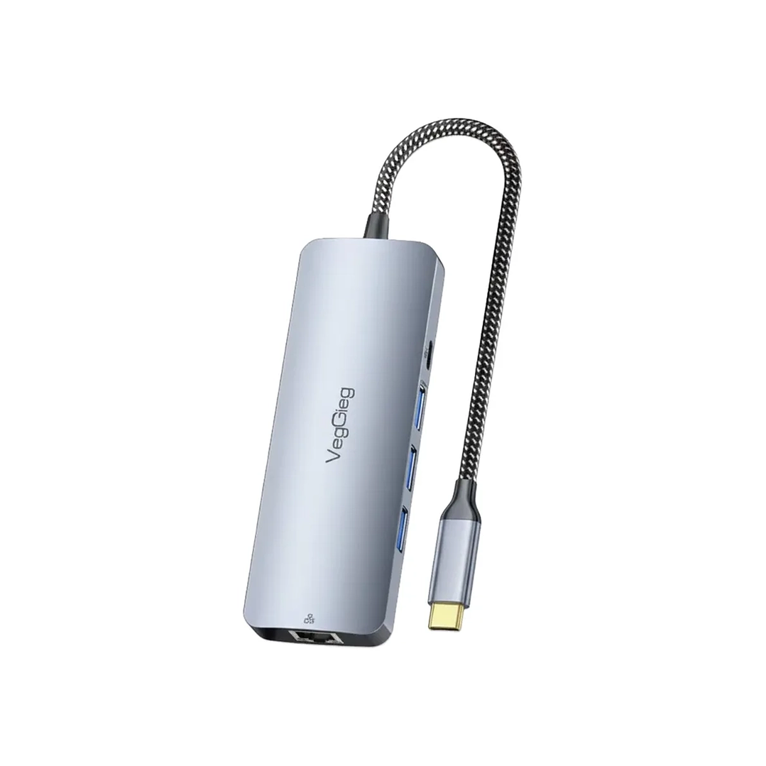 Hub Usb Tipo C 10 En 1 Usb 3.0 4k 60hz 100w Rj45 Veggieg 1