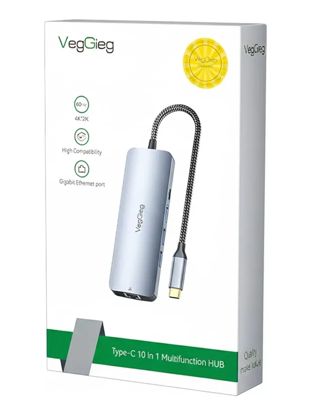 Hub Usb Tipo C 10 En 1 Usb 3.0 4k 60hz 100w Rj45 Veggieg 2