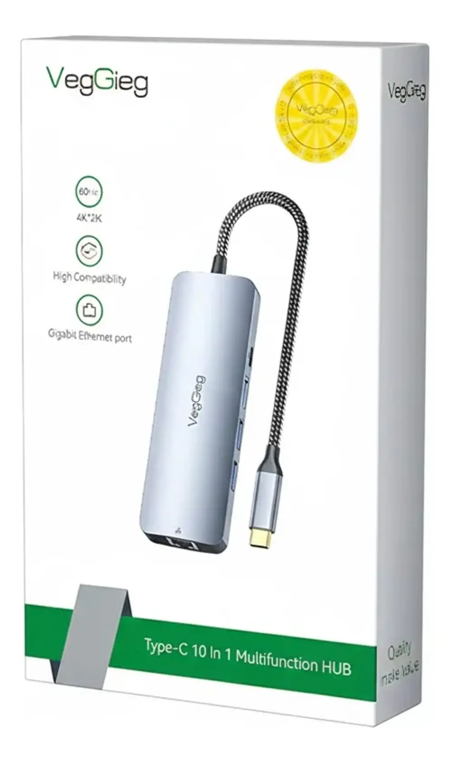 Hub Usb Tipo C 10 En 1 Usb 3.0 4k 60hz 100w Rj45 Veggieg 2