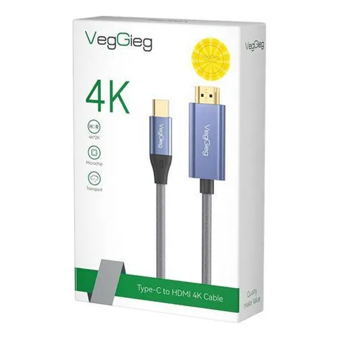 Cable Tipo C A Hdmi Premium 4k 60hz 2mts Hdr Veggieg V-Z625 3