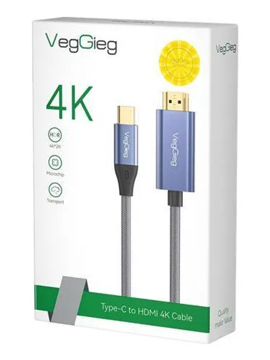 Cable Tipo C A Hdmi Premium 4k 60hz 2mts Hdr Veggieg V-Z625 3