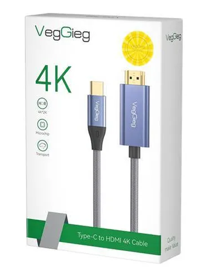 Cable Tipo C A Hdmi Premium 4k 60hz 2mts Hdr Veggieg V-Z625 3