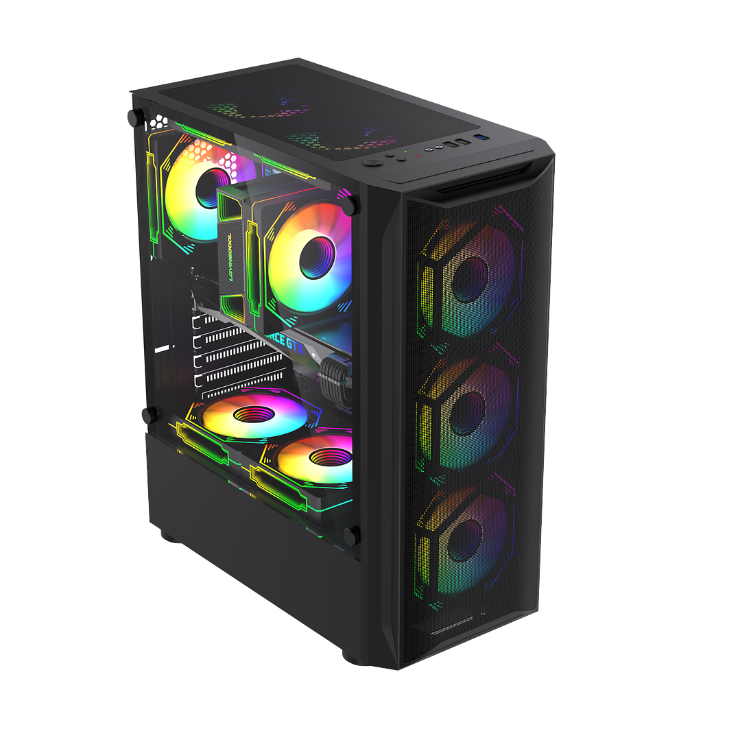 Gabinete Gamer Rgb Atx, Vidrio Templado, Usb 3.0 Max 8 Fans + ventilador de regalo 120 mm 8