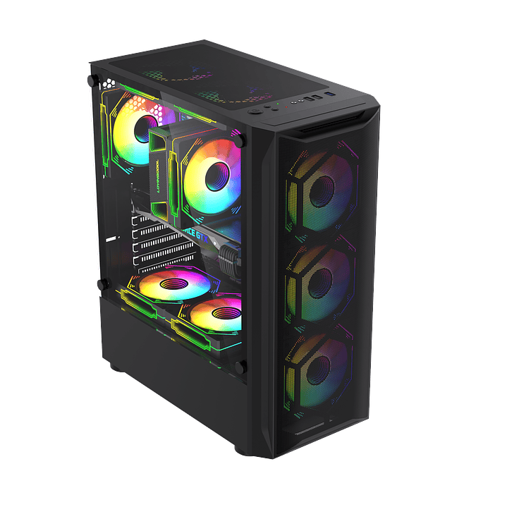 Gabinete Gamer Rgb Atx, Vidrio Templado, Usb 3.0 Max 8 Fans + ventilador de regalo 120 mm 8