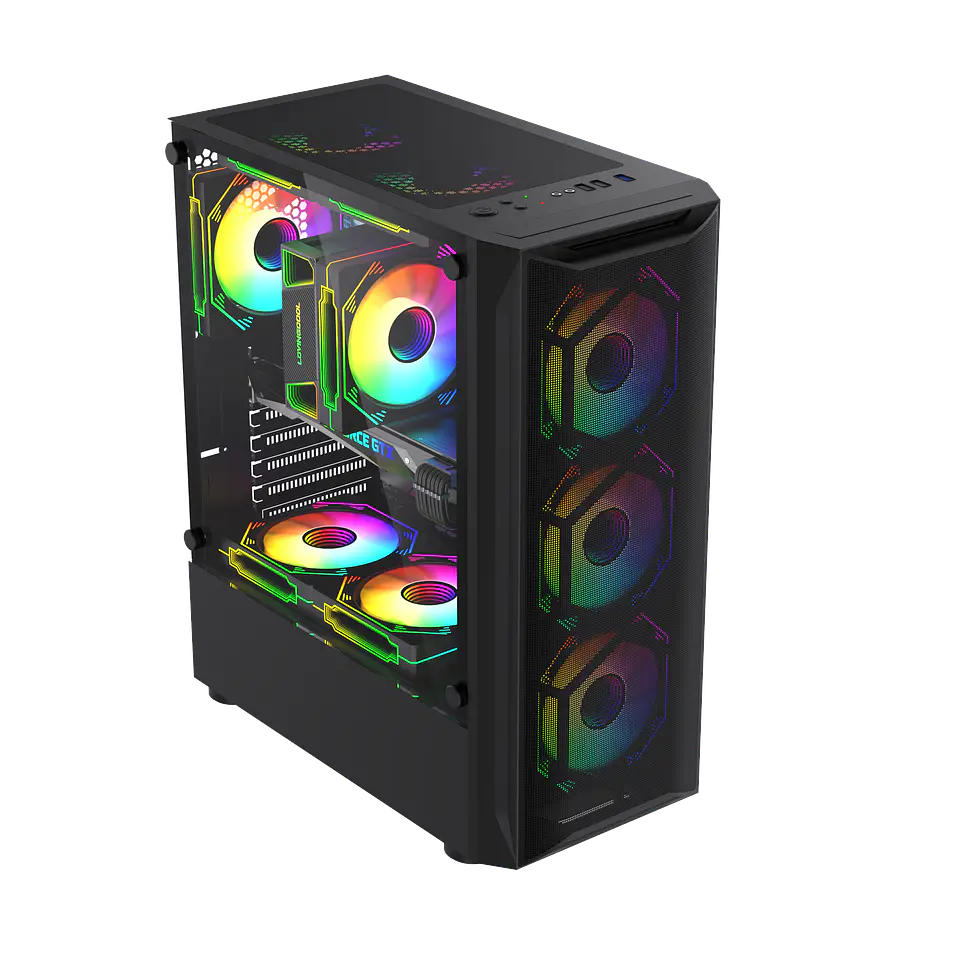Gabinete Gamer Rgb Atx, Vidrio Templado, Usb 3.0 Max 8 Fans + ventilador de regalo 120 mm 8