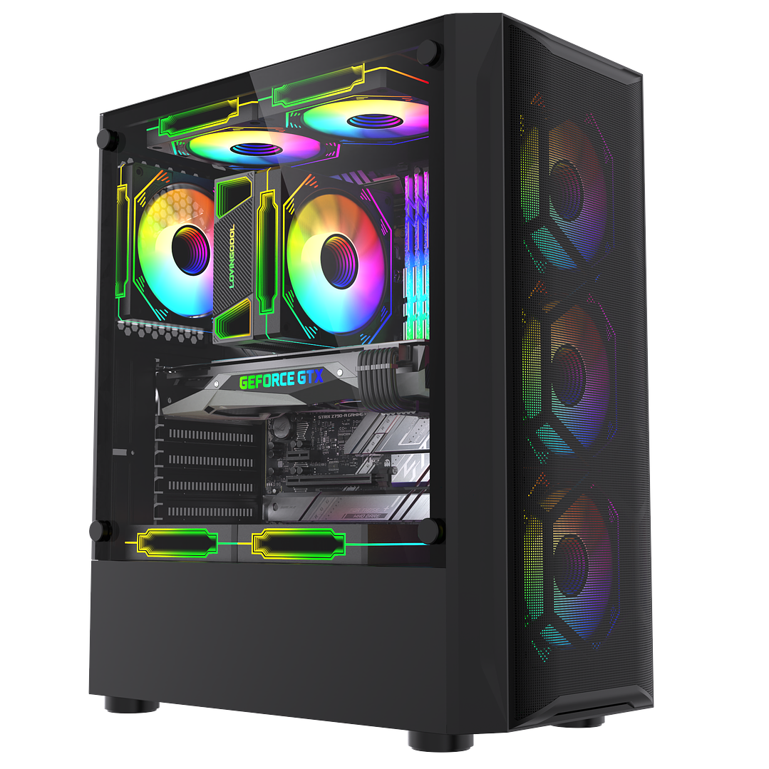 Gabinete Gamer Rgb Atx, Vidrio Templado, Usb 3.0 Max 8 Fans + ventilador de regalo 120 mm 9