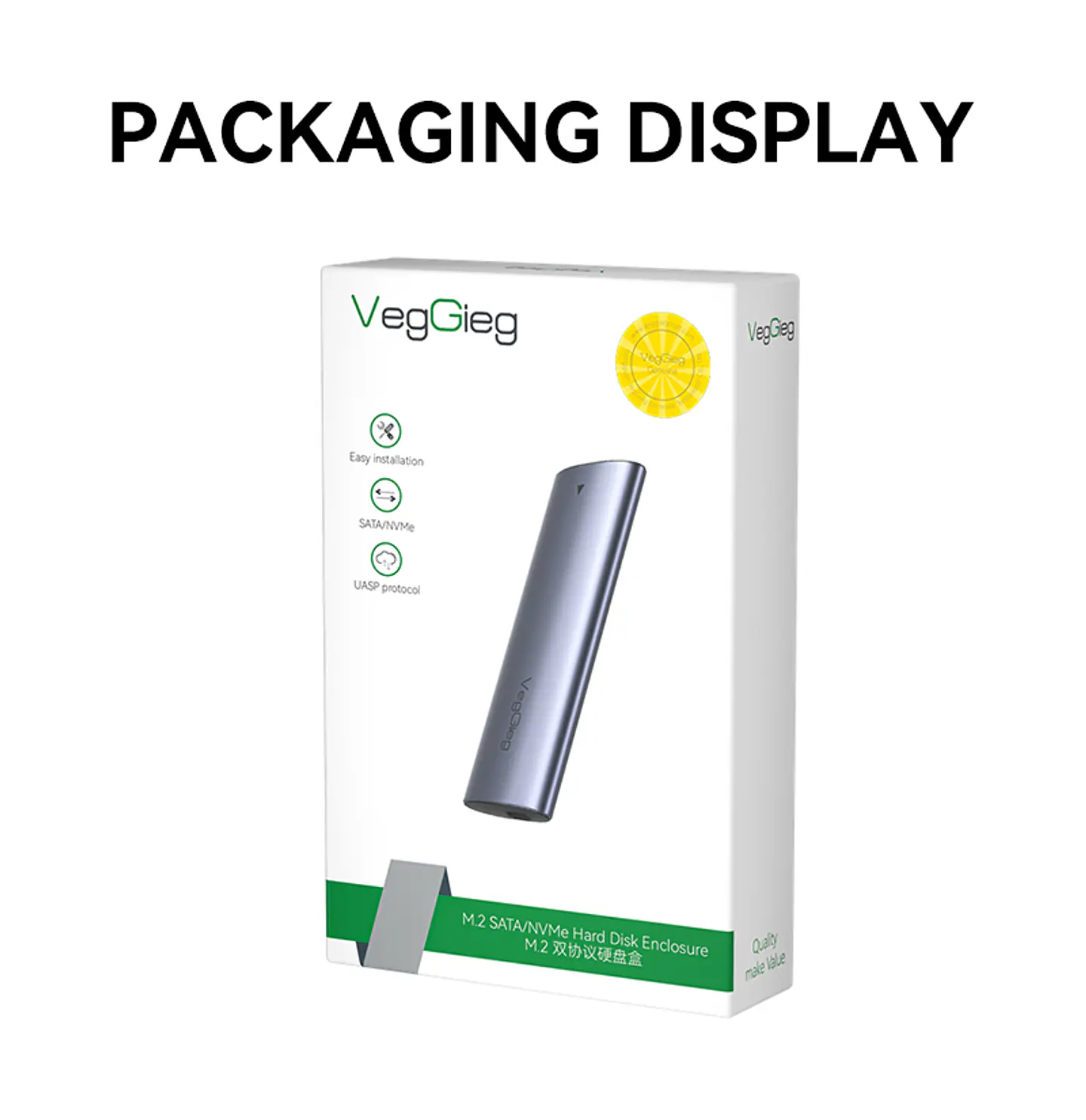 Case Cofre Disco Duro Usb C 3.0 M2 Nvme 10 Gbps Veggieg Gris 14