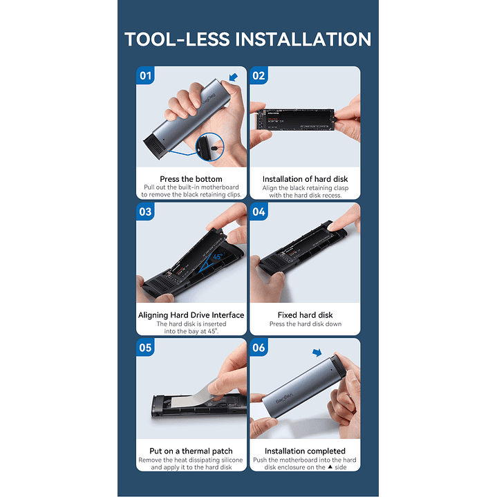 Case Cofre Disco Duro Usb C 3.0 M2 Nvme 10 Gbps Veggieg Gris 9