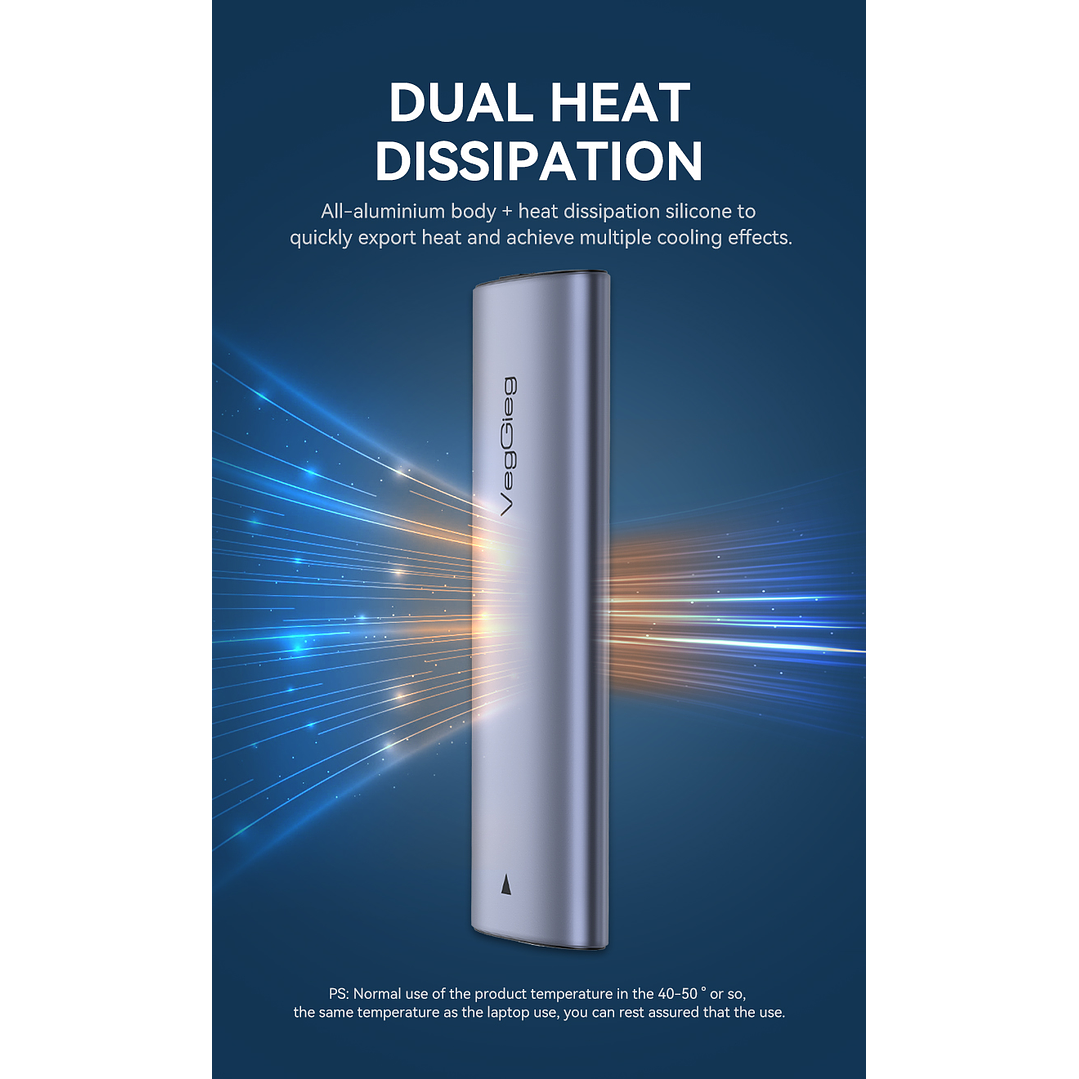 Case Cofre Disco Duro Usb C 3.0 M2 Nvme 10 Gbps Veggieg Gris 10