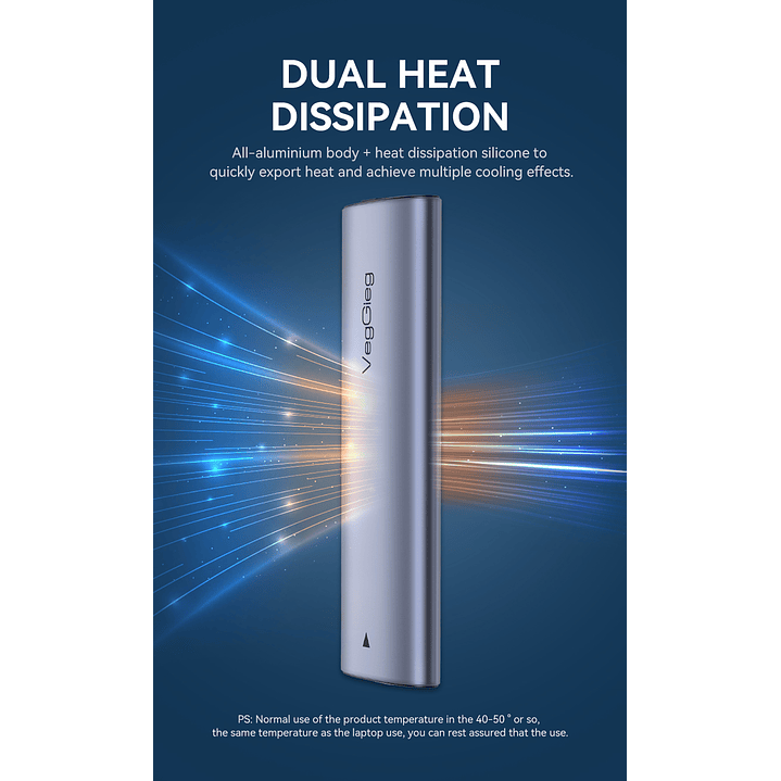 Case Cofre Disco Duro Usb C 3.0 M2 Nvme 10 Gbps Veggieg Gris 10