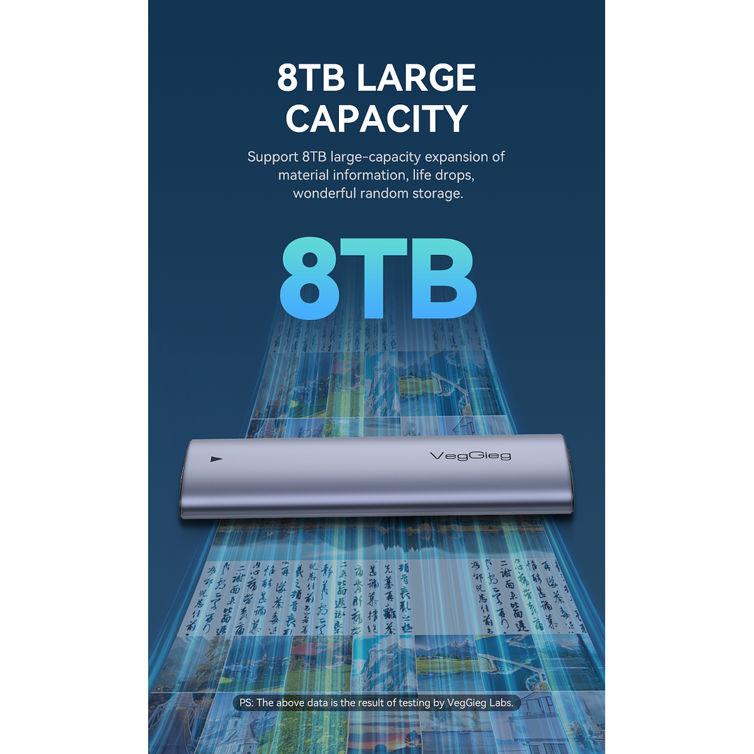 Case Cofre Disco Duro Usb C 3.0 M2 Nvme 10 Gbps Veggieg Gris 13