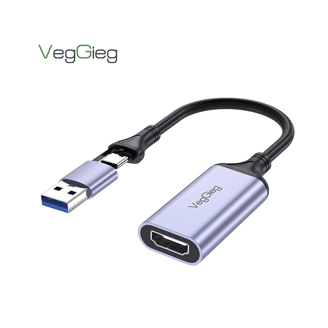 Capturadora De Video 4k 60hz 1080p Tipo C 3.0 Usb Veggieg Gris 1