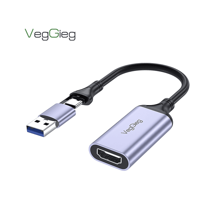 Capturadora De Video 4k 60hz 1080p Tipo C 3.0 Usb Veggieg Gris 1