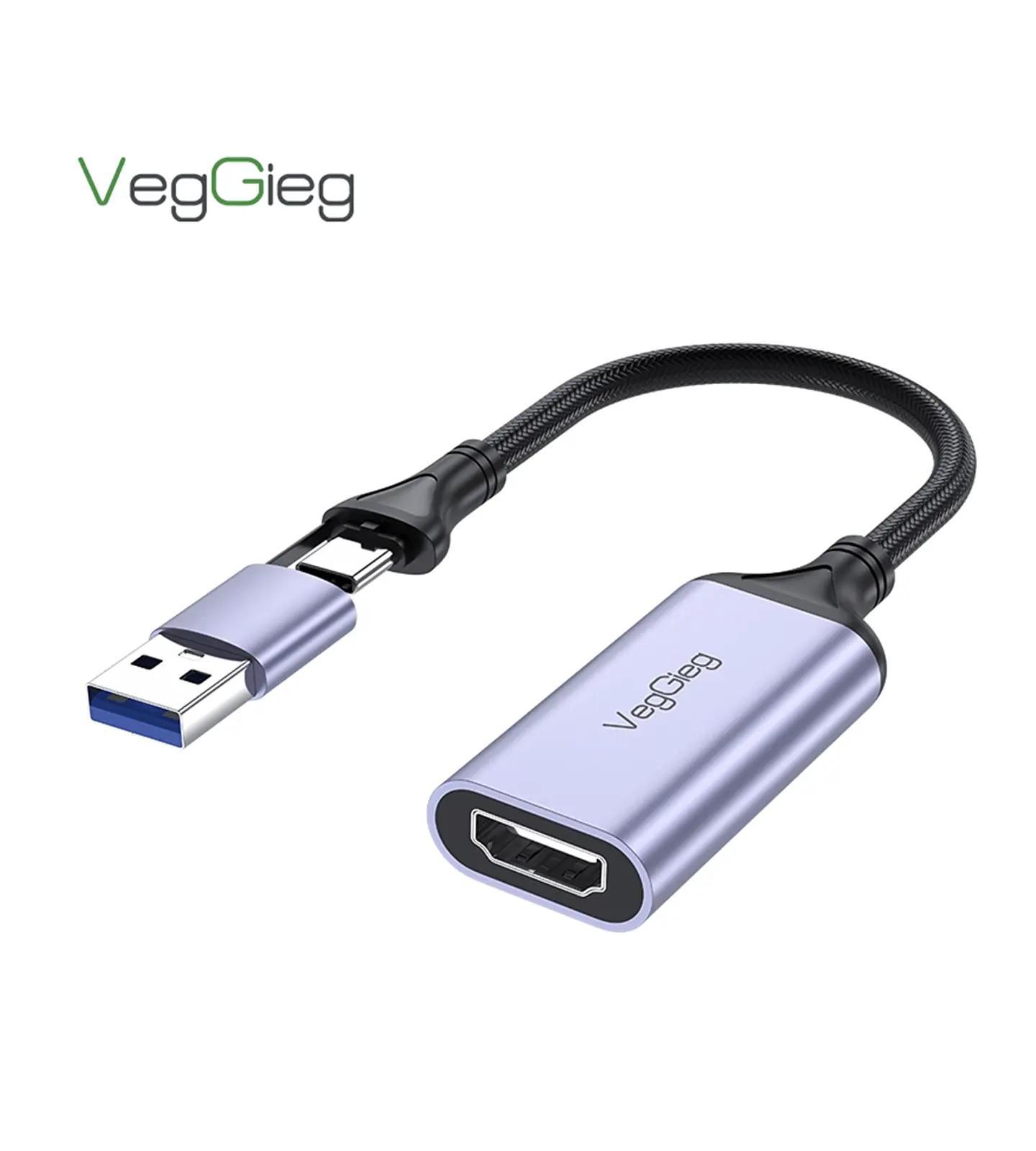 Capturadora De Video 4k 60hz 1080p Tipo C 3.0 Usb Veggieg Gris 1