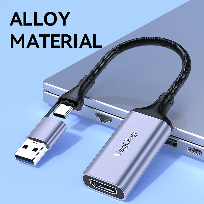 Capturadora De Video 4k 60hz 1080p Tipo C 3.0 Usb Veggieg Gris 7