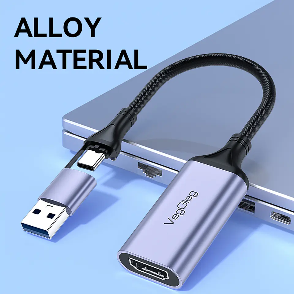 Capturadora De Video 4k 60hz 1080p Tipo C 3.0 Usb Veggieg Gris 7