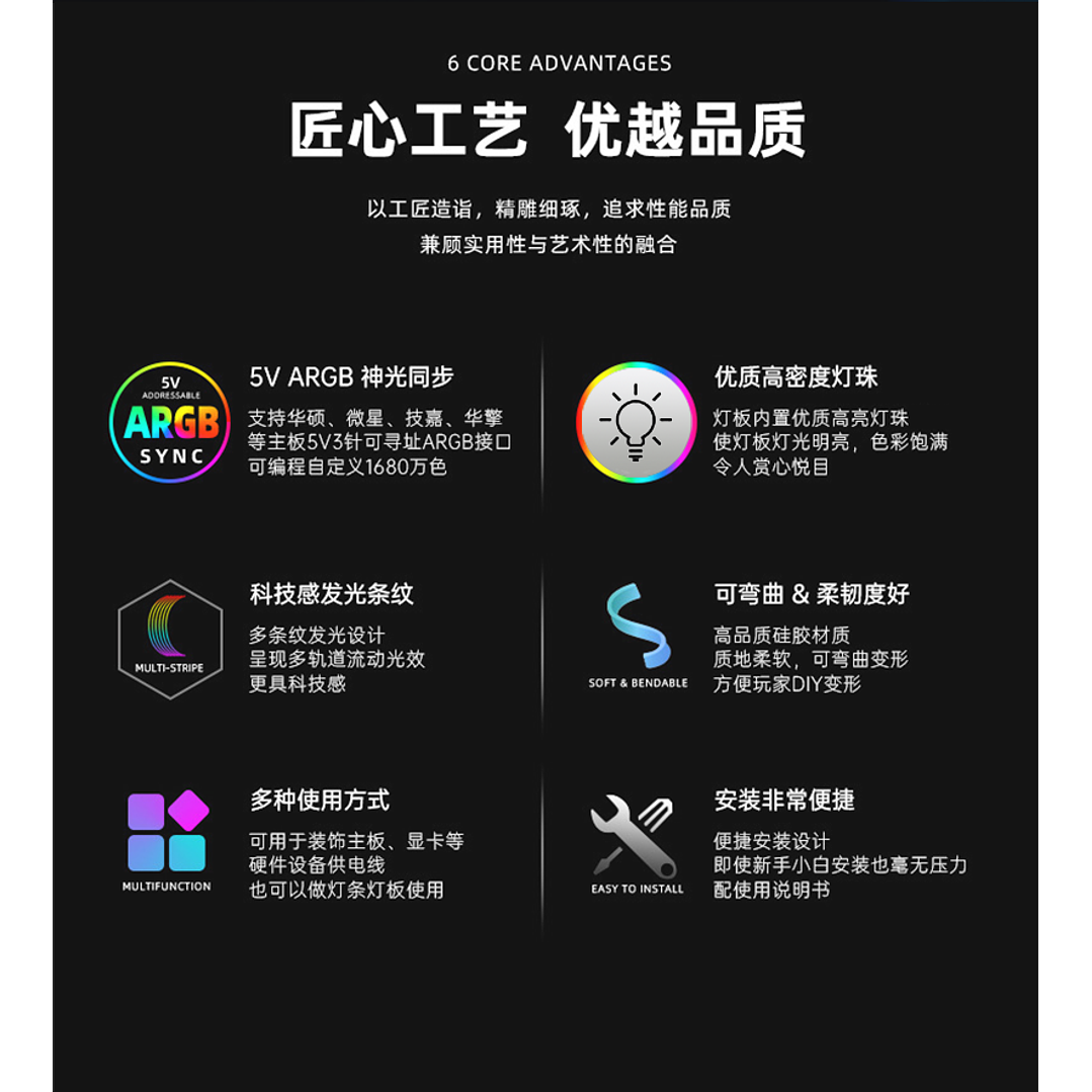 Cable De Alimentación Para Pc 3 X 8 Pin Argb Para Pc Gamer  3