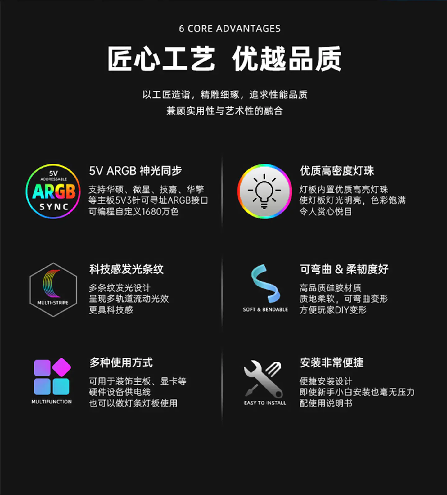 Cable De Alimentación Para Pc 3 X 8 Pin Argb Para Pc Gamer  3