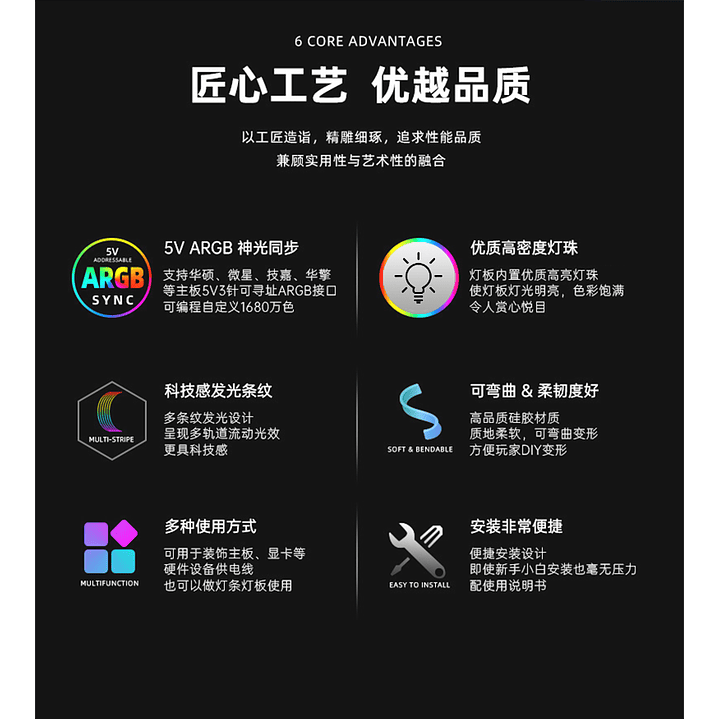 Cable De Alimentación Para Pc 2 X 8 Pin Argb Para Pc Gamer 3