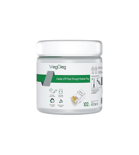 Conectores Rj45 Cat6e Red Lan Plug Utp Embase X 102 unds Veggieg