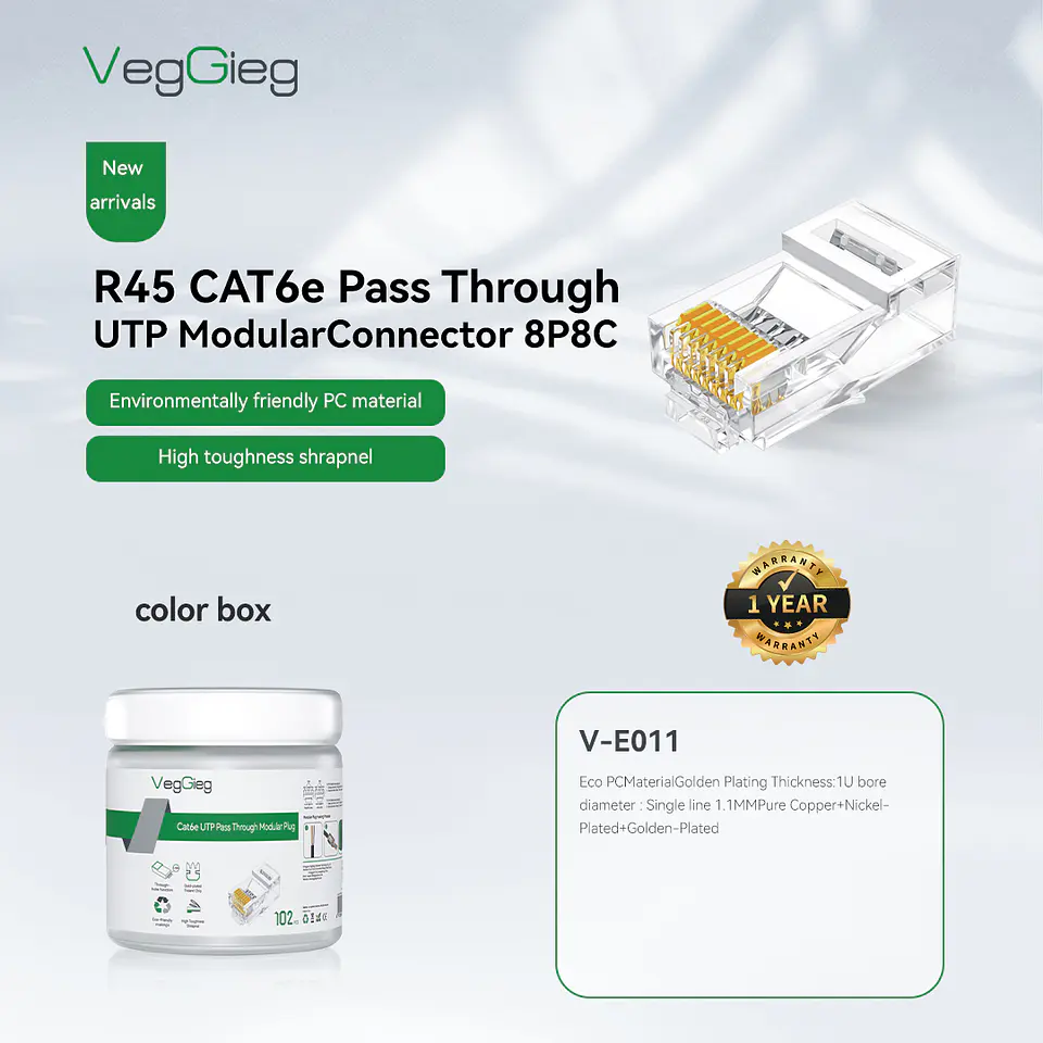 Conectores Rj45 Cat6e Red Lan Plug Utp Embase X 102 unds Veggieg 7