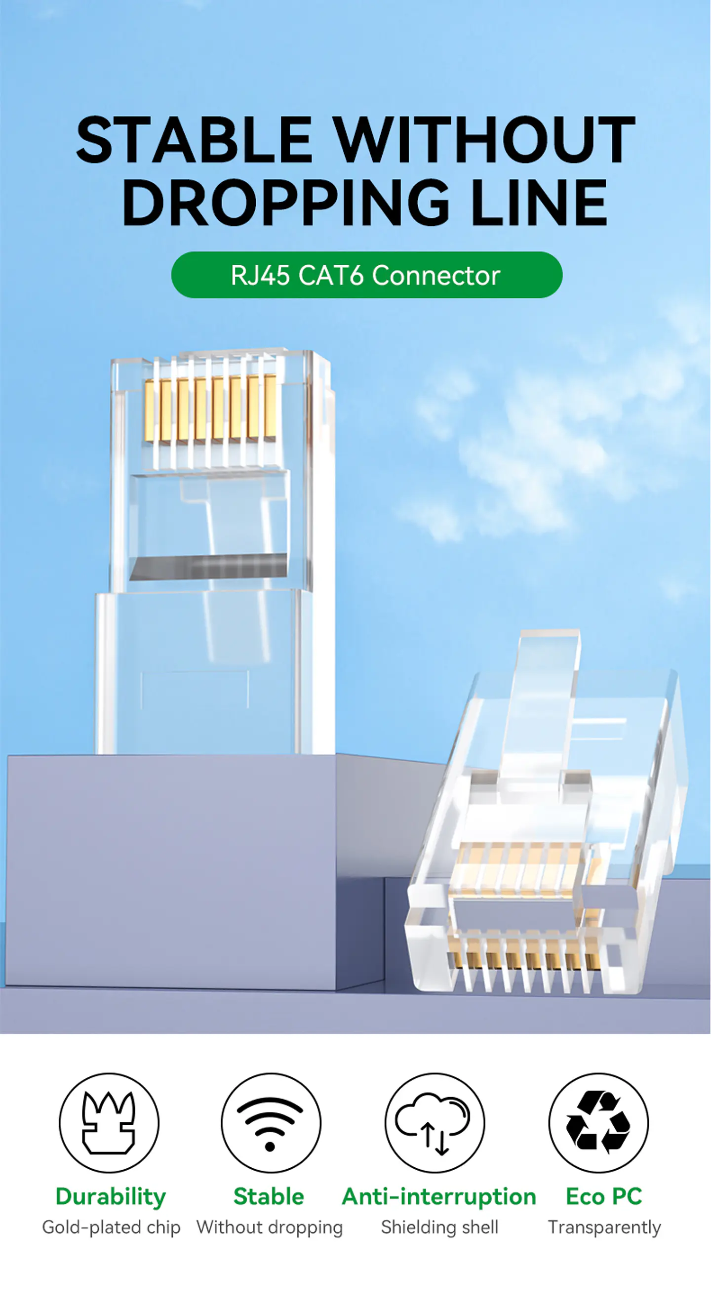 Conectores Rj45 Cat6e Red Lan Plug Utp Embase X 102 unds Veggieg 8