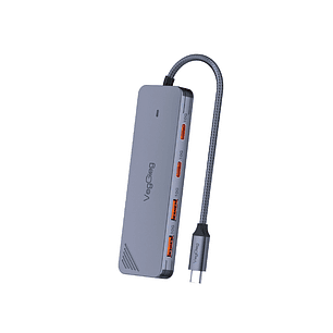 Adaptador Hub Tipo C 3.2 Gen2 2 Usb 2 Tipo C 10gbs Veggieg Gris metalico