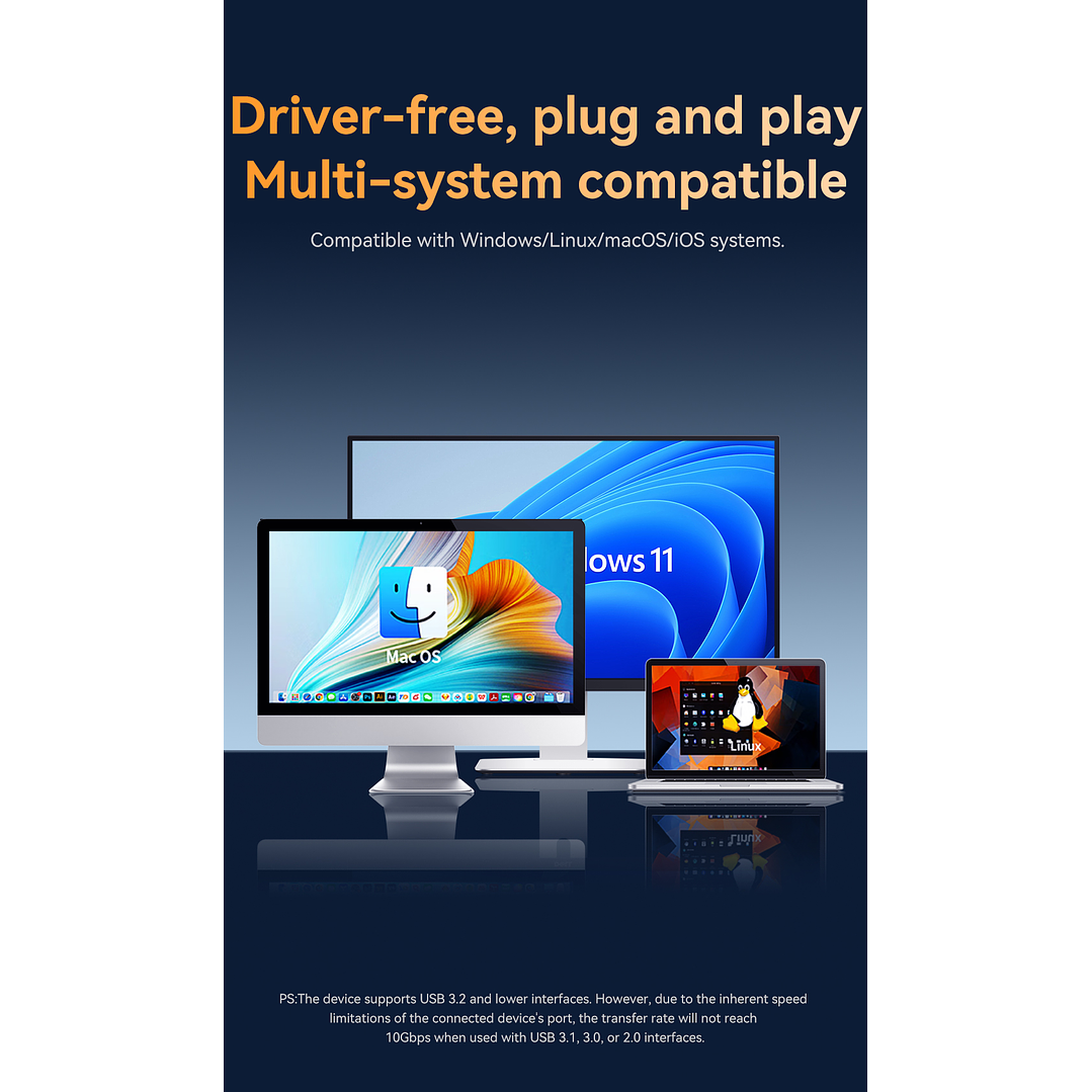 Adaptador Hub Tipo C 3.2 Gen2 2 Usb 2 Tipo C 10gbs Veggieg Gris metalico 5