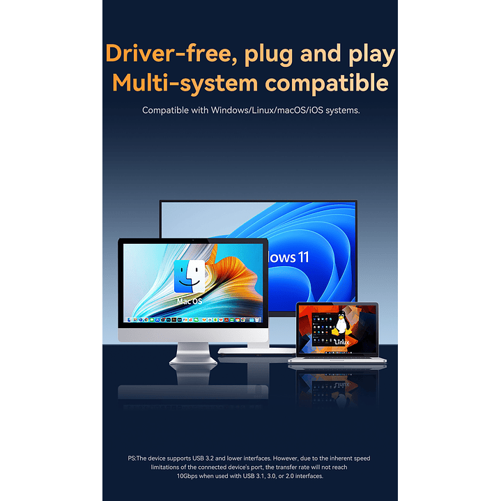 Adaptador Hub Tipo C 3.2 Gen2 2 Usb 2 Tipo C 10gbs Veggieg Gris metalico 5