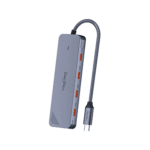 Hub Adapador Tipo C 3.2 Gen 2 A 4 Tipo C 10gbs Veggieg Gris Metalico 