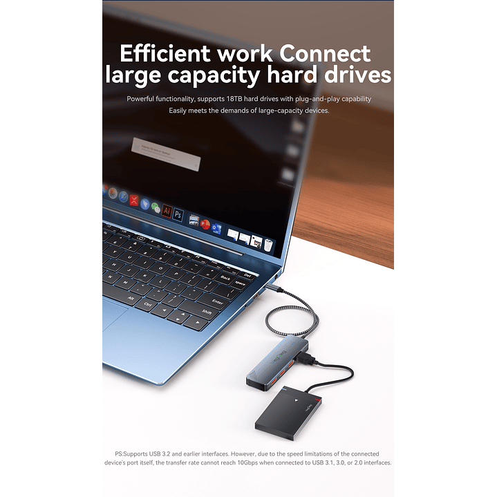 Hub Adapador Tipo C 3.2 Gen 2 A 4 Tipo C 10gbs Veggieg Gris Metalico  11