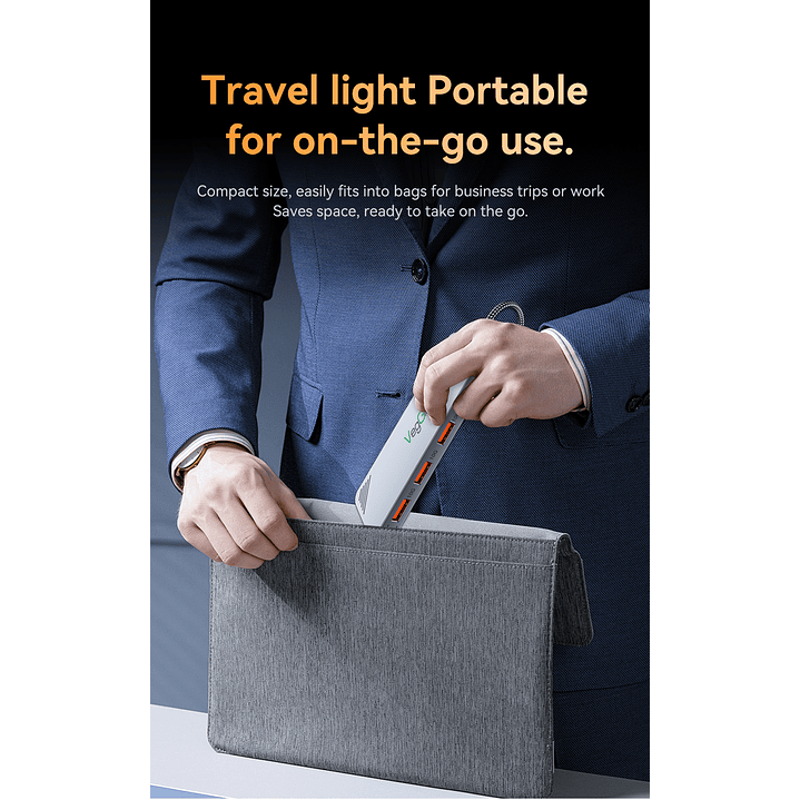 Hub Adapador Tipo C 3.2 Gen 2 A 4 Tipo C 10gbs Veggieg Gris Metalico  12