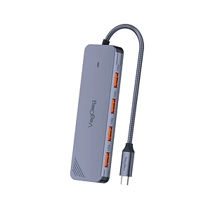 Hub Adapador Tipo C 3.2 Gen 2 A 4 Puertos Usb 10gbs Veggieg Gris metalico