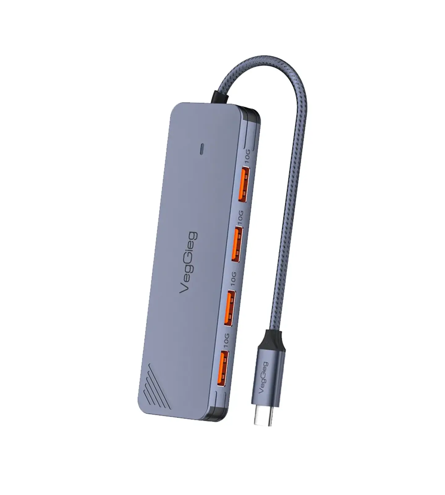 Hub Adapador Tipo C 3.2 Gen 2 A 4 Puertos Usb 10gbs Veggieg Gris metalico 1